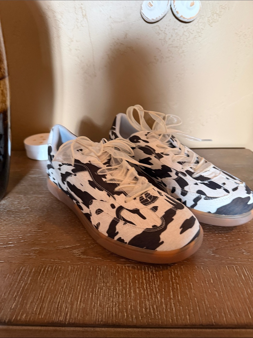 Blowfish Cow-Print Sneakers in Black & White